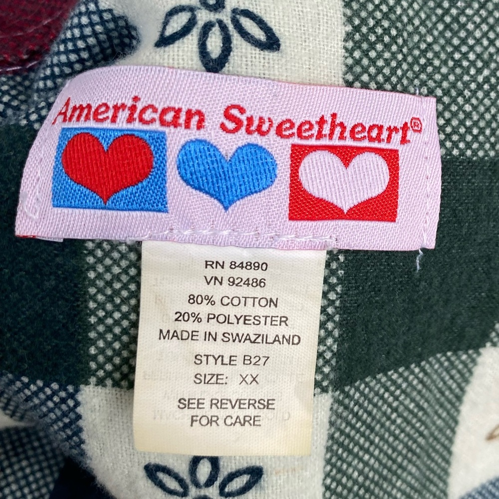 Vintage American Sweetheart Plaid Button-Up Shirt in Red, Green, and White - Picture 8 of 8